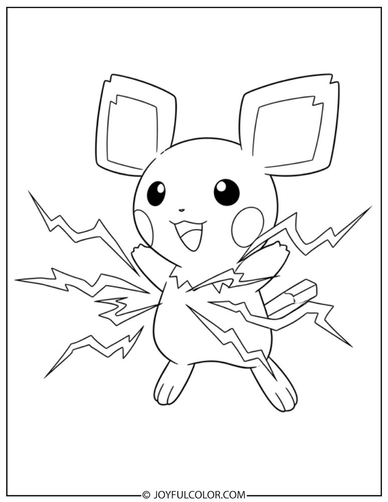Pichu Thunder Shock Coloring Page