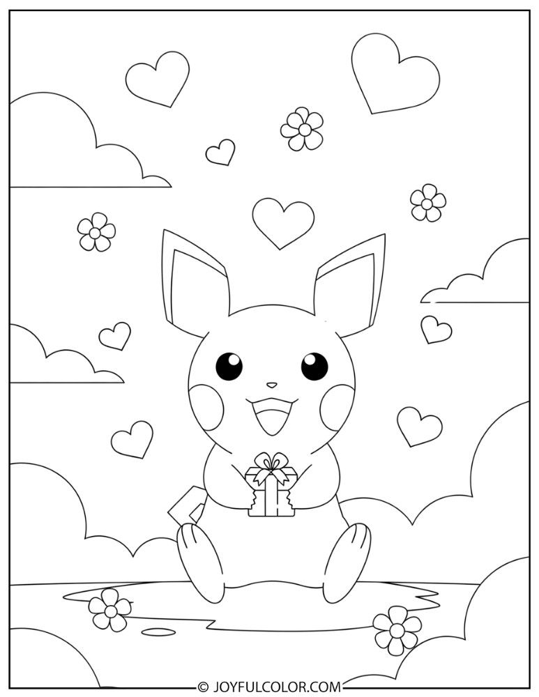 Pichu Valentine Coloring Page