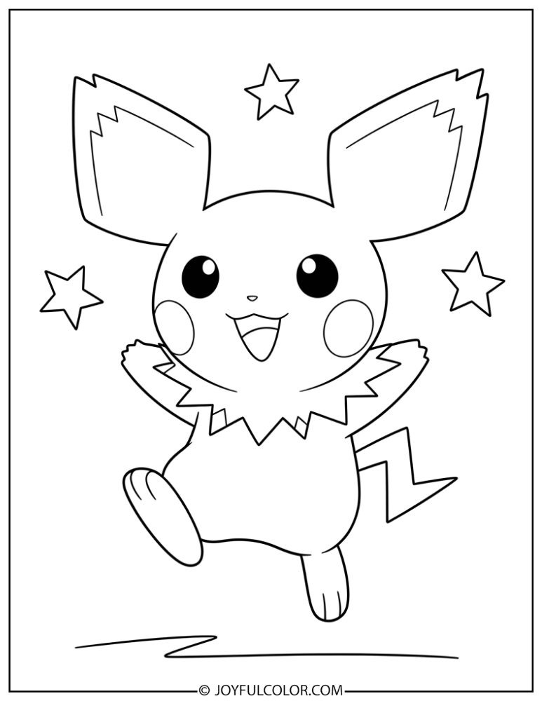 Pichu Waving Coloring Page