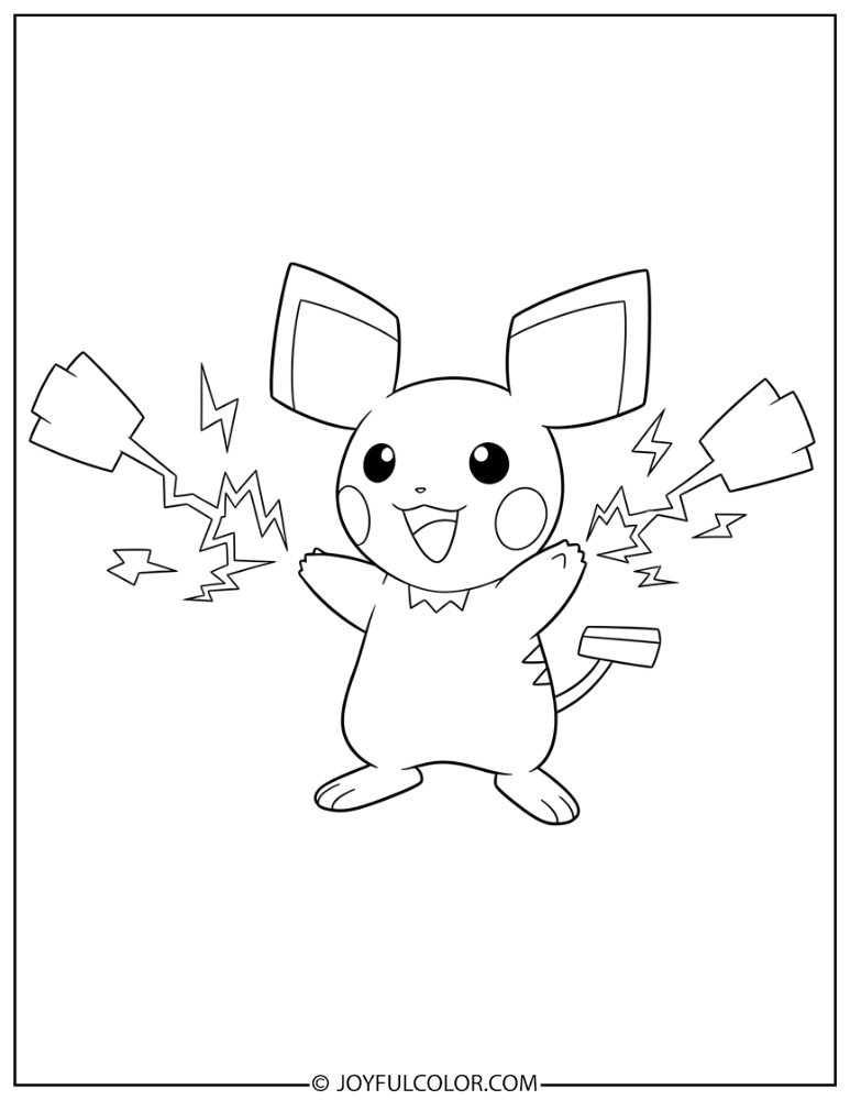 Pichu Zapping Coloring Page
