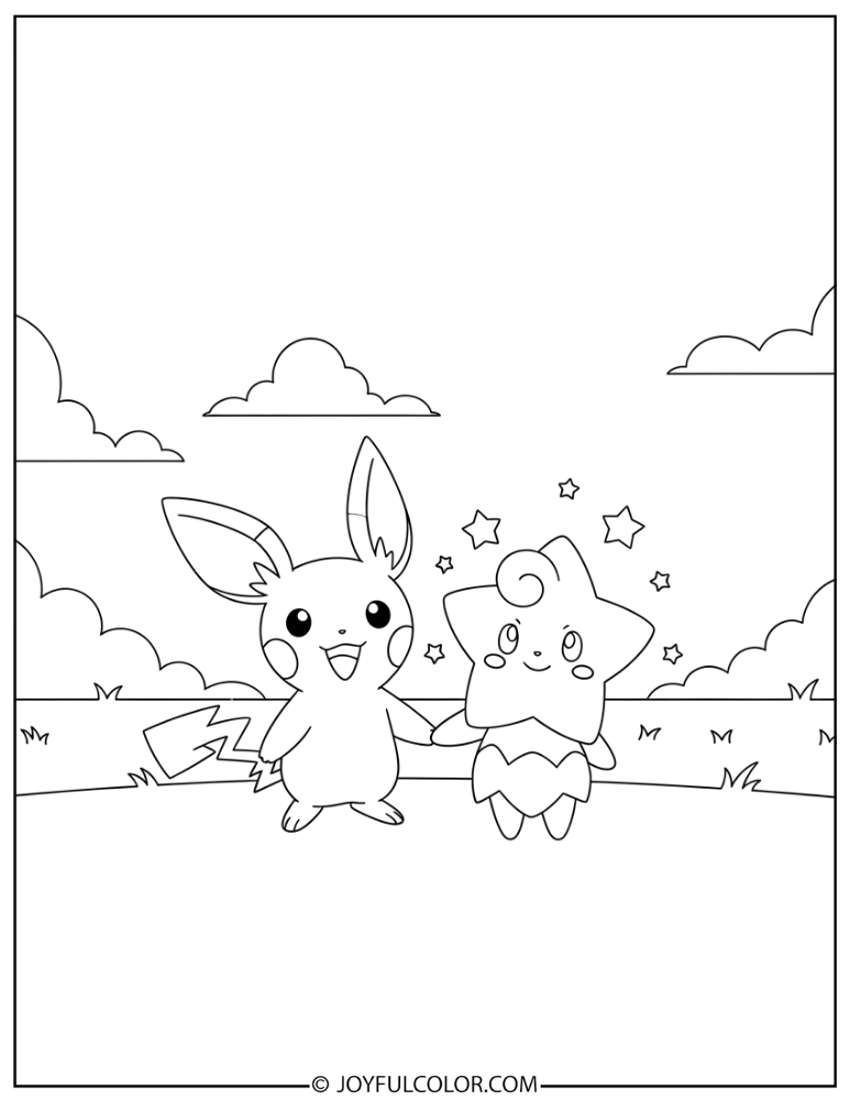Pichu and Cleffa Coloring Page