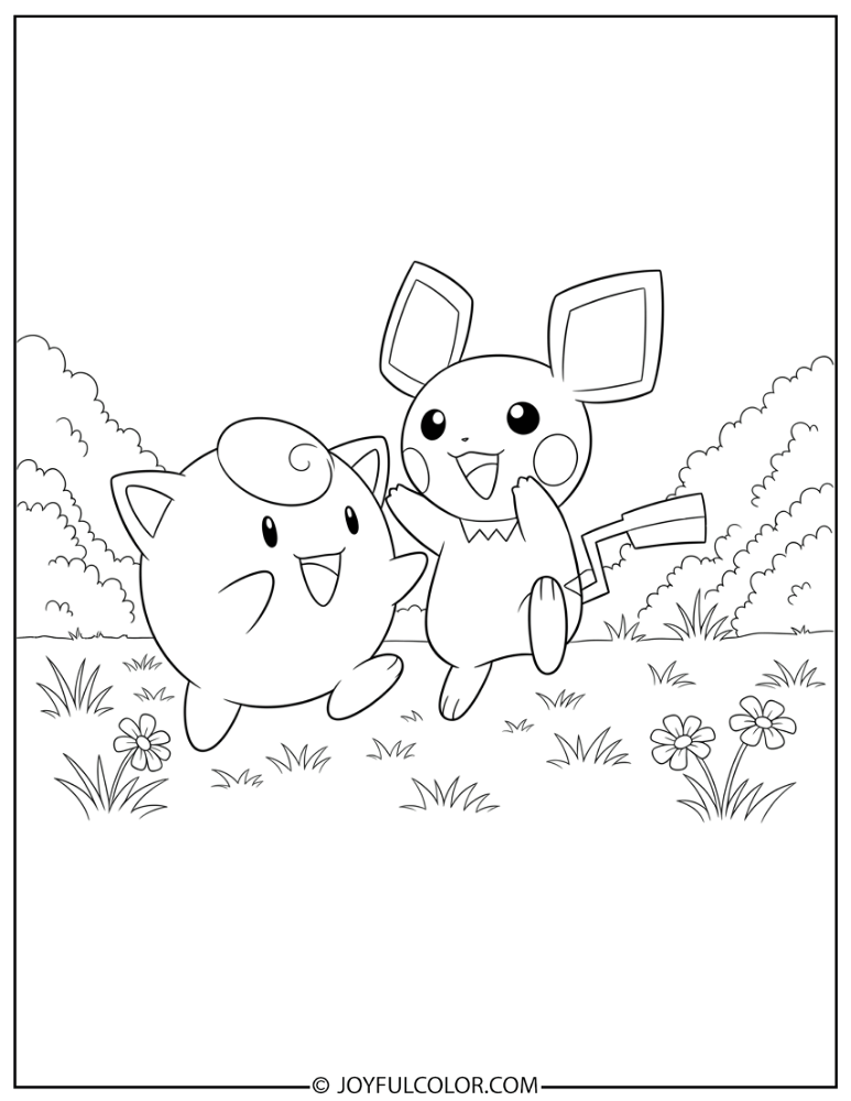 Pichu and Igglybuff Coloring Page