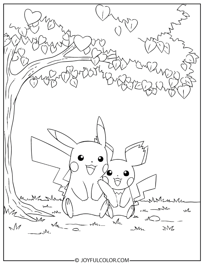 Pichu and Pikachu Together Coloring Page