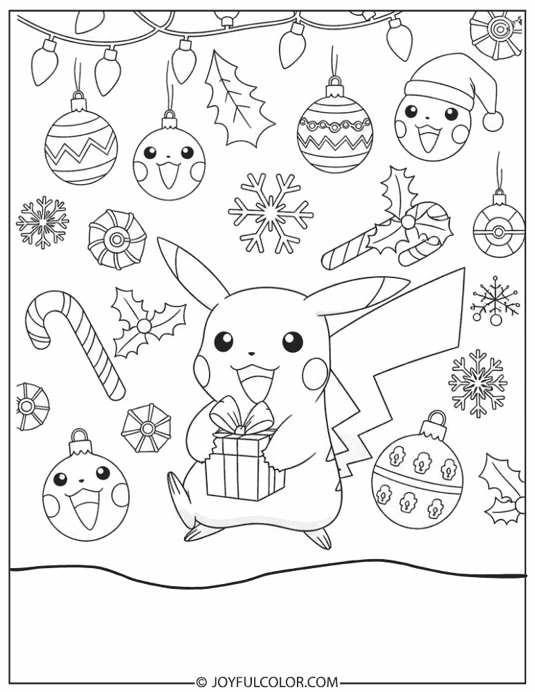Pikachu Present Coloring Page