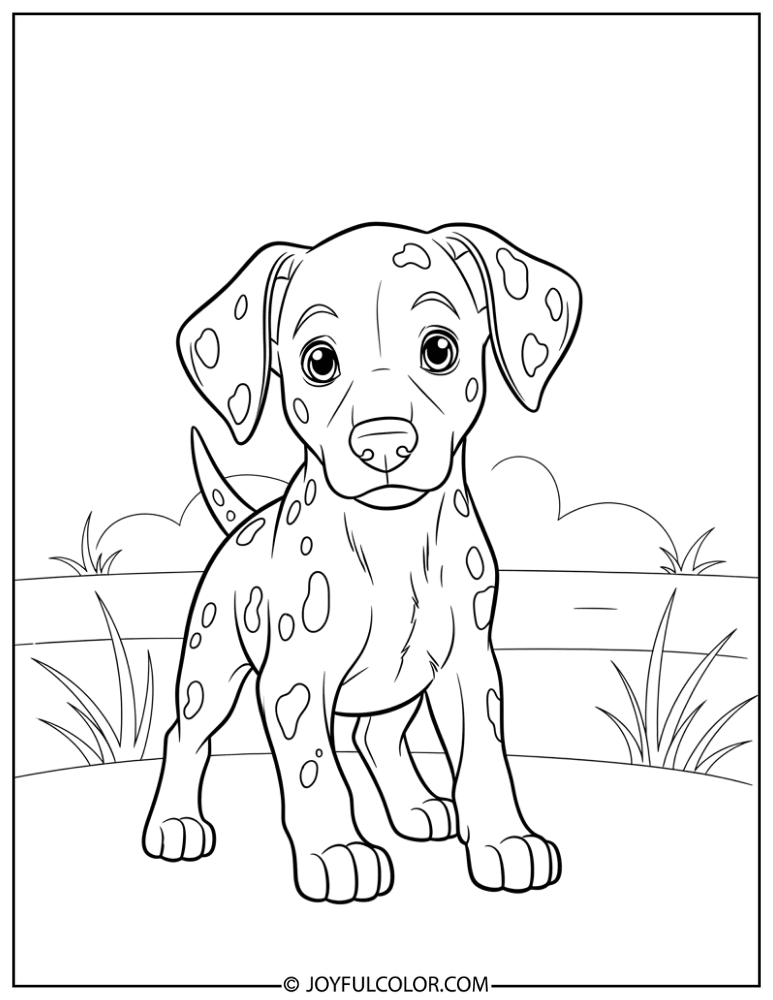 Playful Dalmatian Puppy Coloring Page