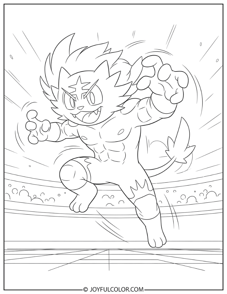 Playful Incineroar Coloring Page