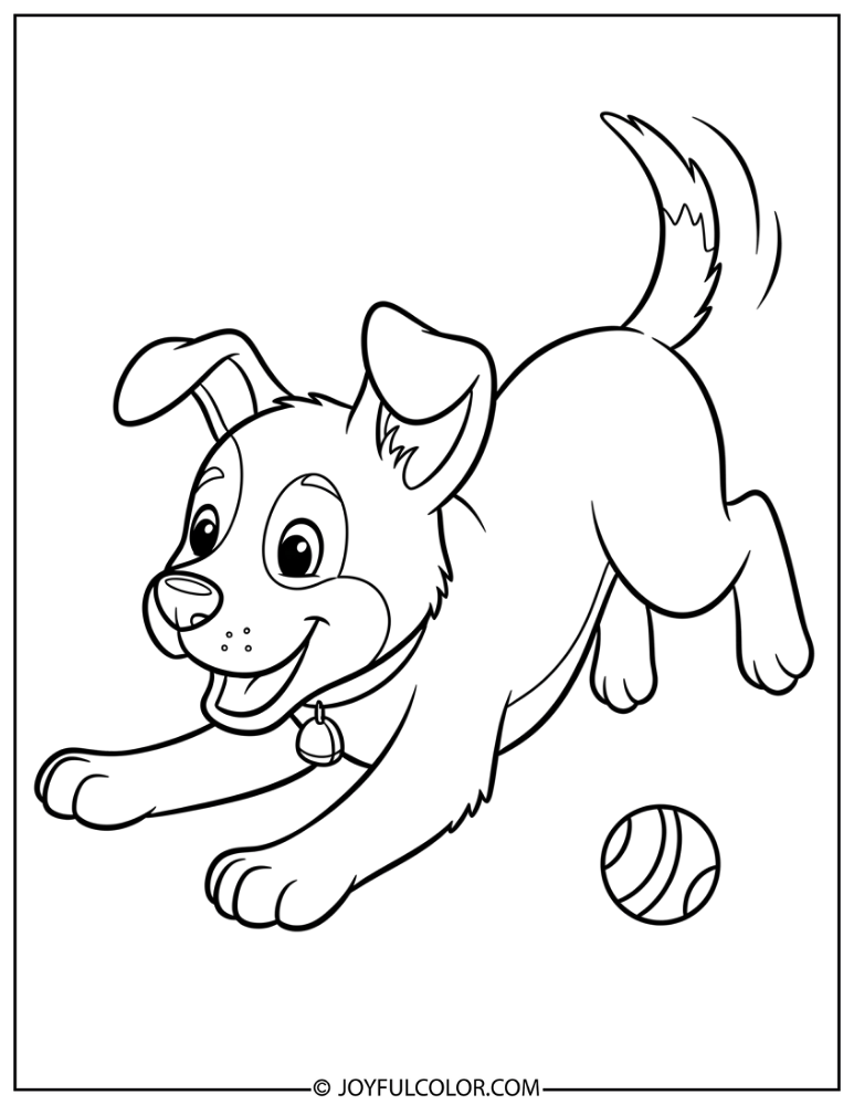 Playful Puppy Pose Coloring Page