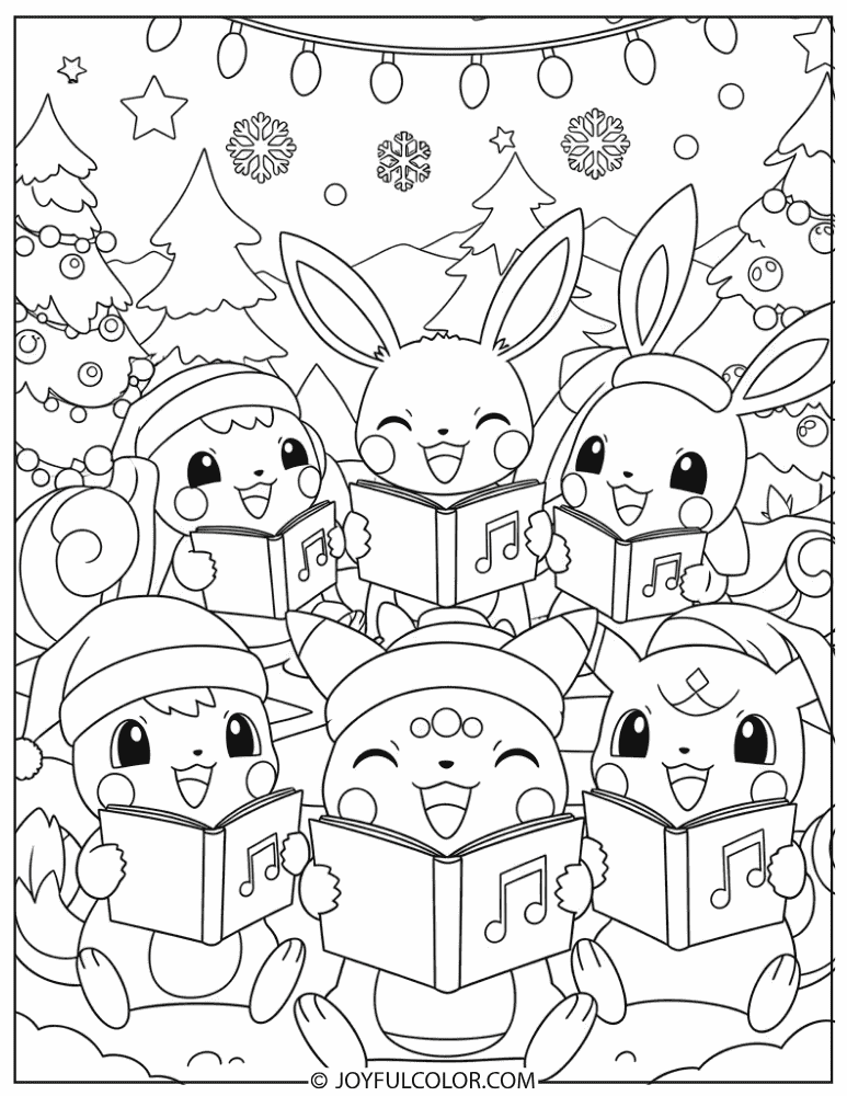 Pokemon Caroling Coloring Page