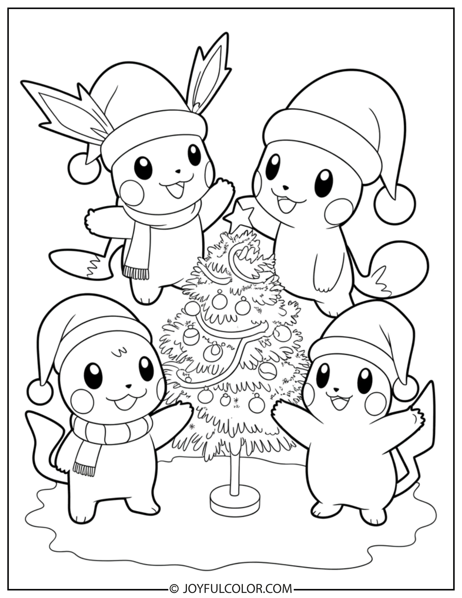 Pokemon Christmas Coloring Page