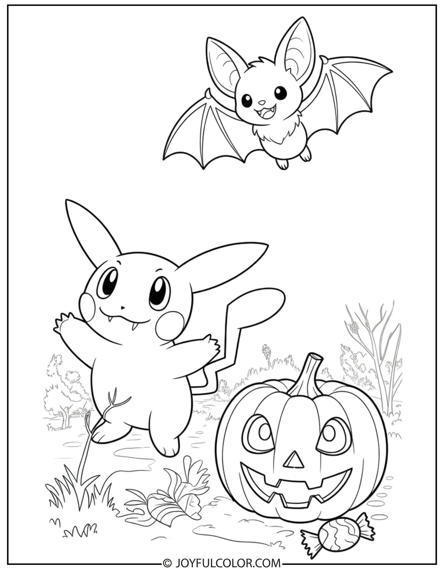 Pokemon Halloween Coloring Page