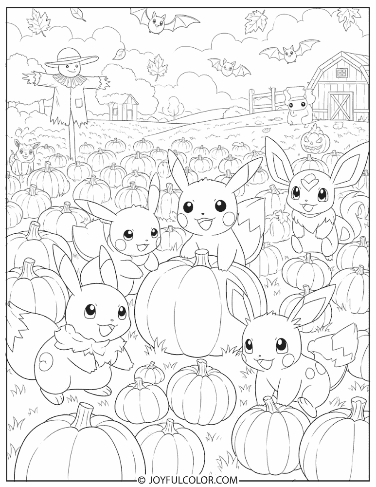 Pokemon Pumpkin Patch Coloring Page 2