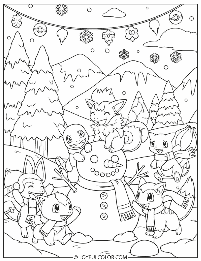 Pokemon Snowman Coloring Page