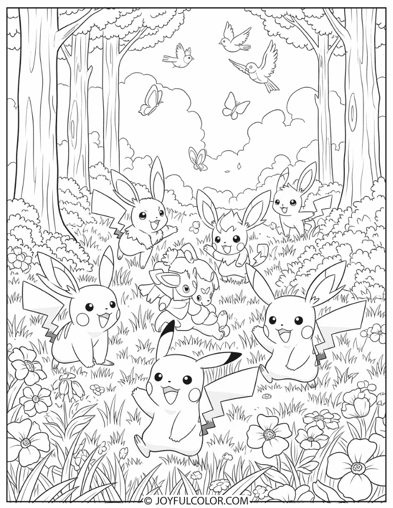 Pokemon Spring Meadow Coloring Page