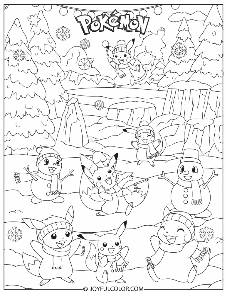 Pokemon Winter Wonderland Coloring Page