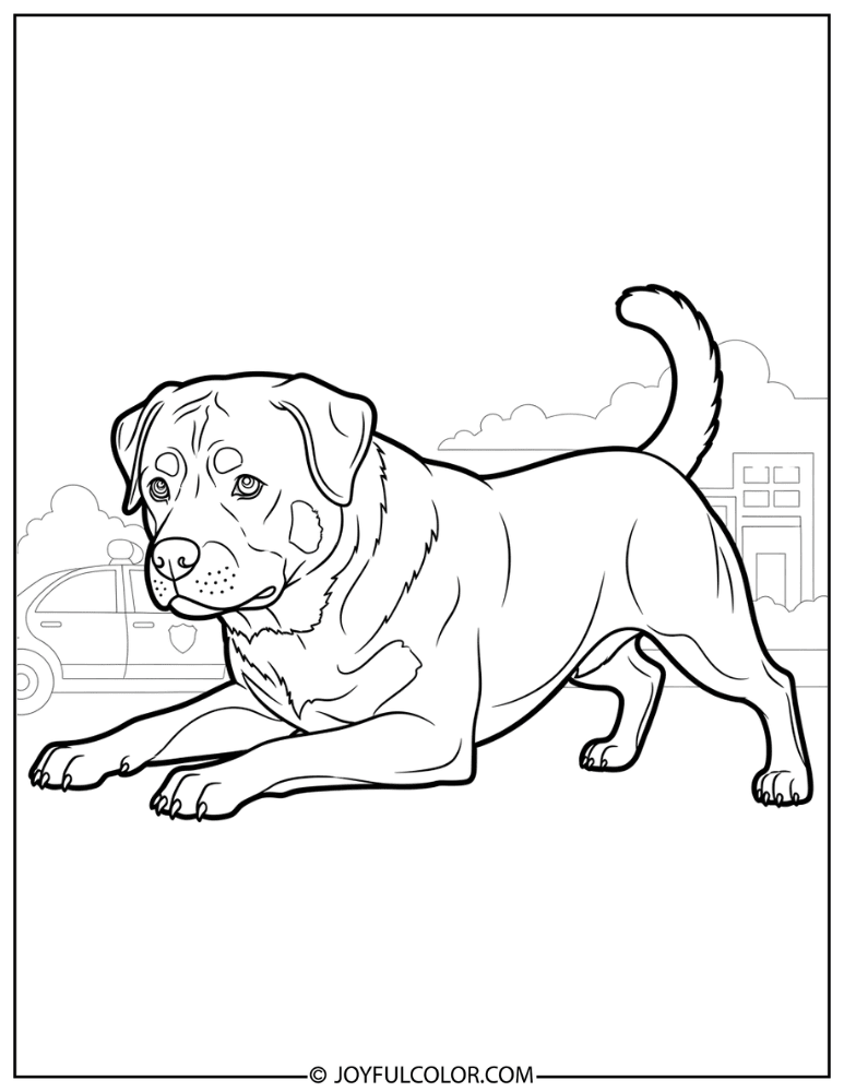 Police Dog Rottweiler Coloring Page