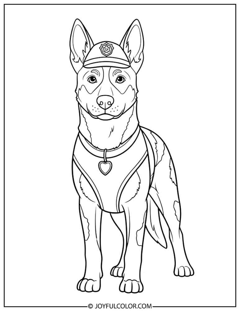 Police Dog Standing Alert Coloring Page
