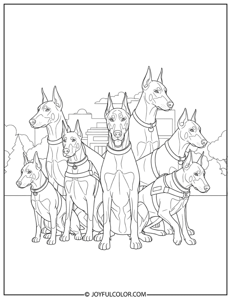 Police Dog Team Doberman Coloring Page