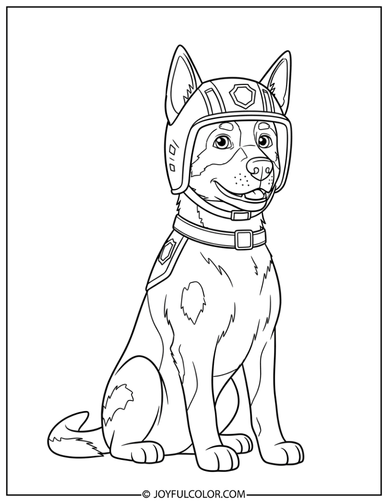Police Dog Wearing Helmet Coloring Page