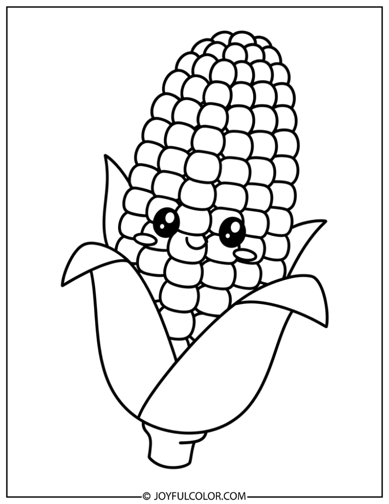 Preschool Corn Coloring Page
