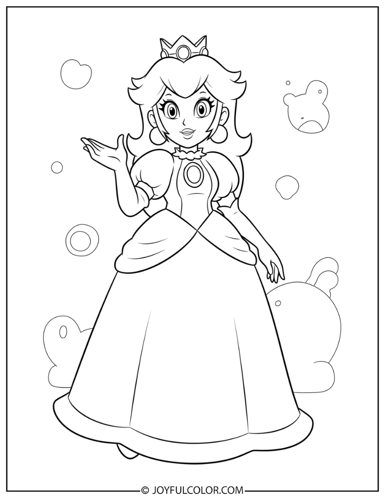 Princess Peach Coloring Page 1