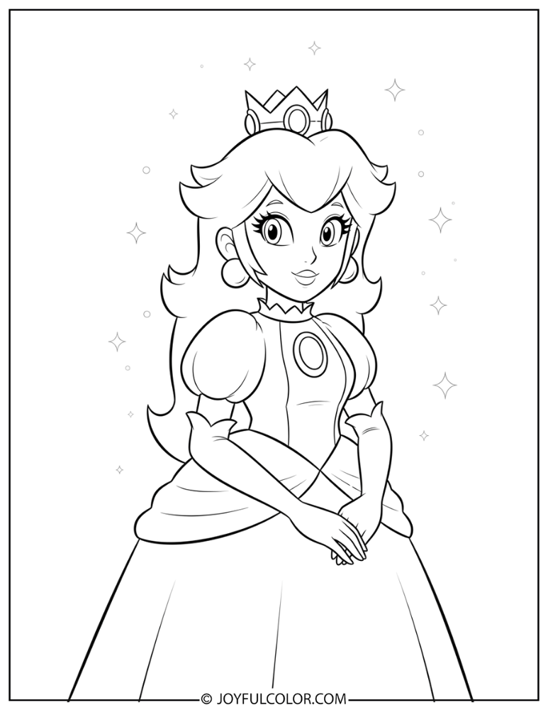 Princess Peach Coloring Page 2