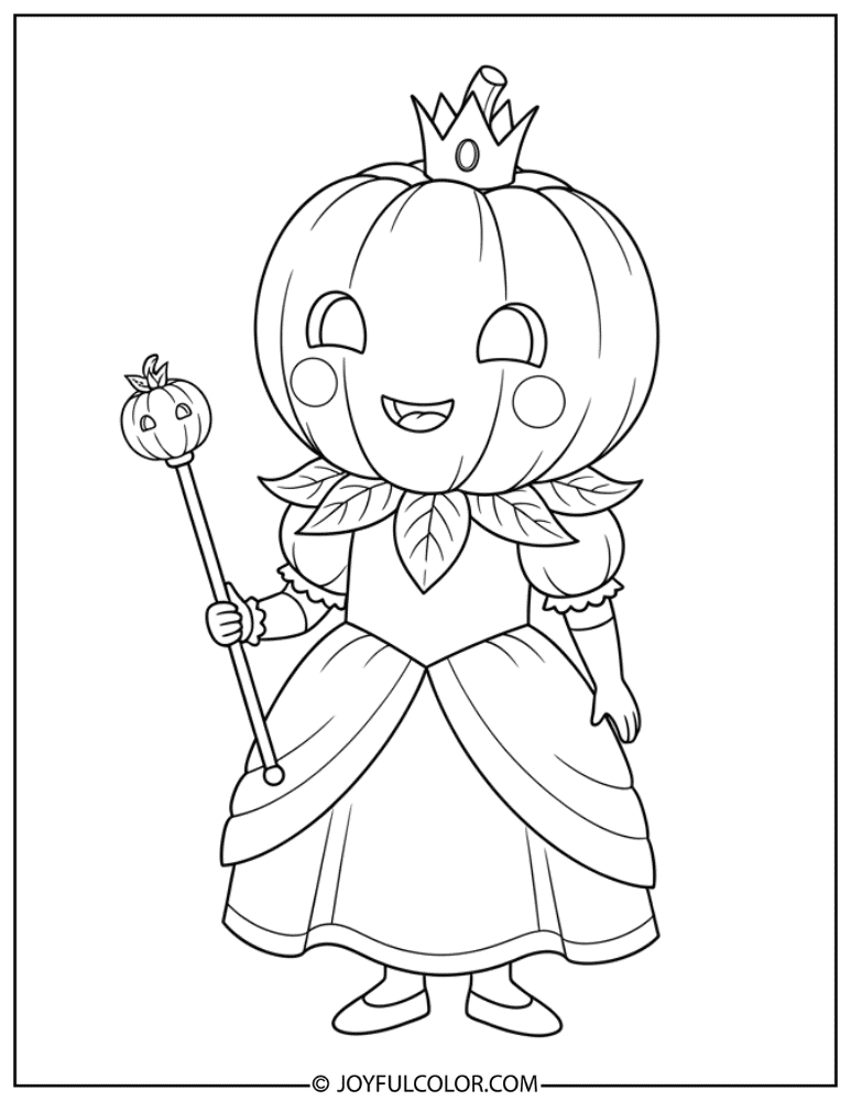 Princess Pumpkin Coloring Page