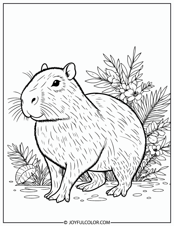 Printable Capybara Coloring Page