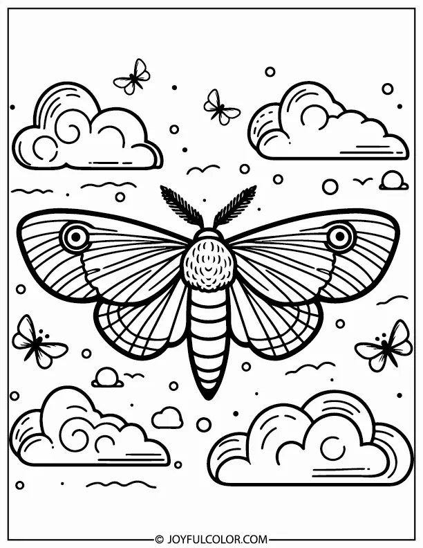 Printable Moth Coloring Page for Kids