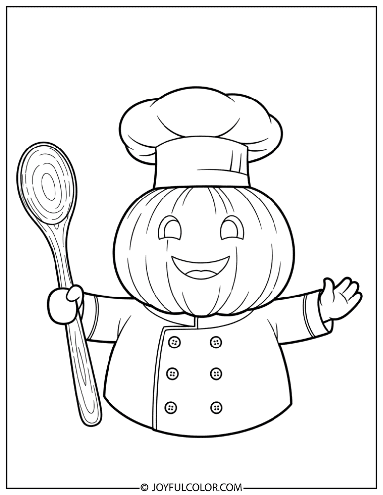 Pumpkin Chef Coloring Page