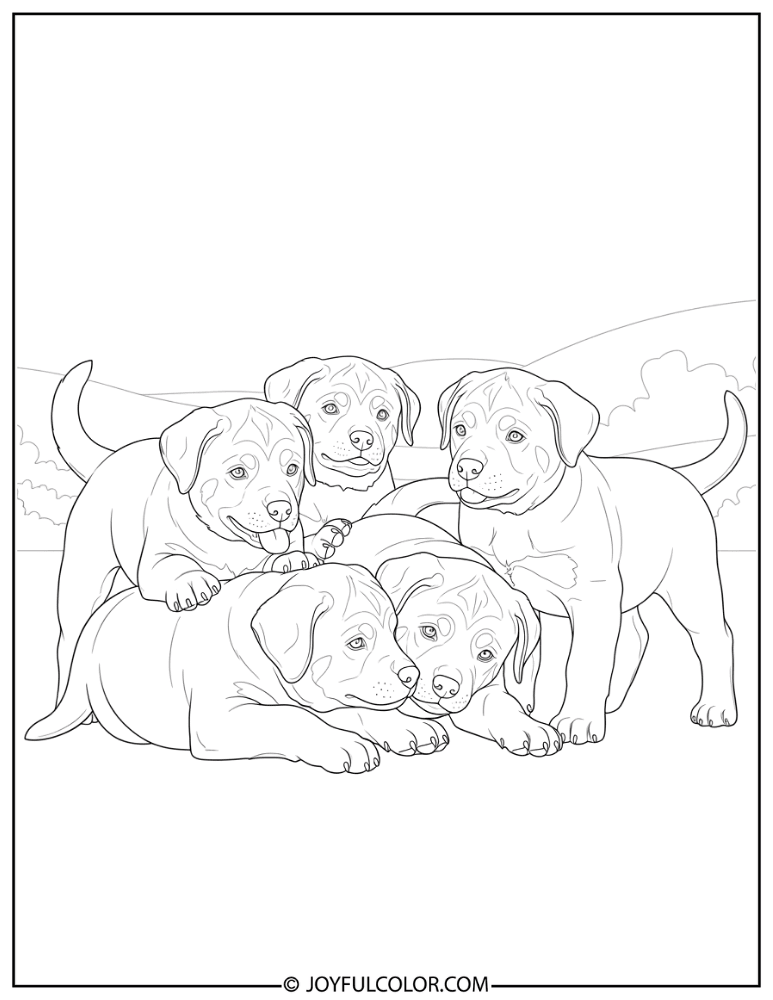 Puppy Group Rottweiler Coloring Page