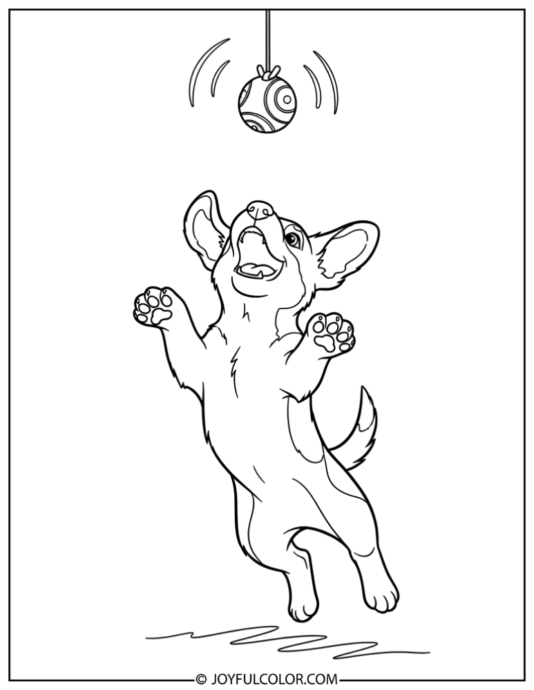 Puppy Jumping for Toy Coloring Page