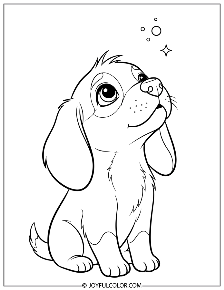 Puppy Looking Up Coloring Page