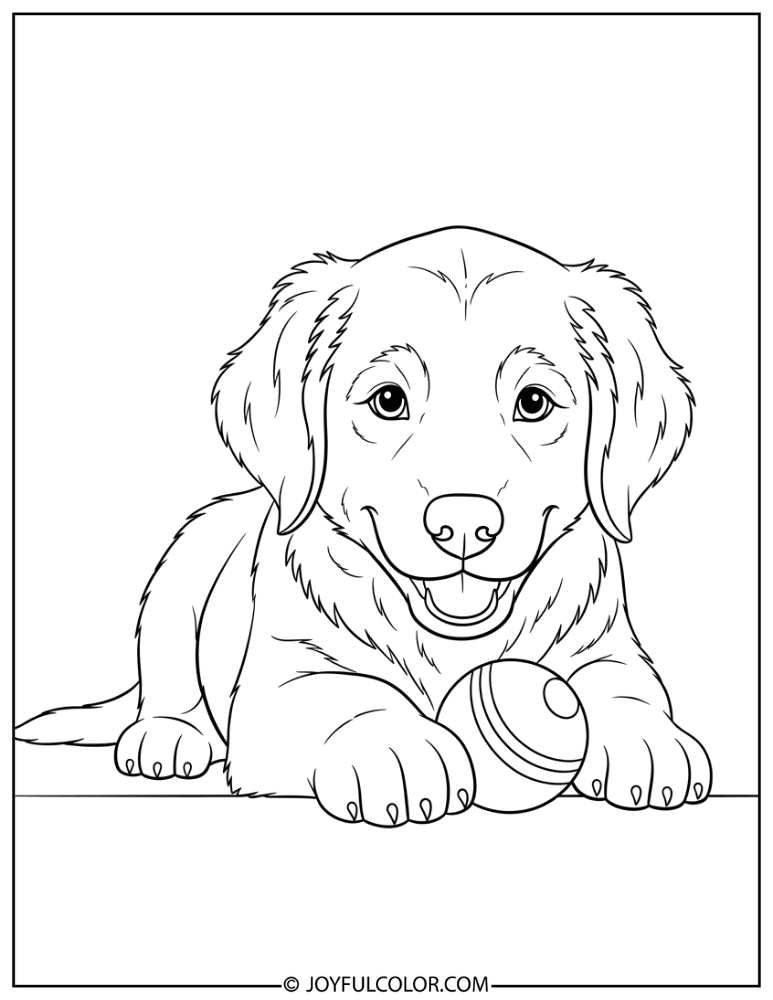 Puppy Playing with Toy Coloring Page