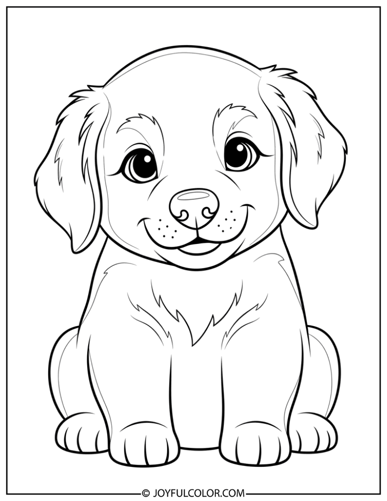 Puppy Sitting Cute Coloring Page