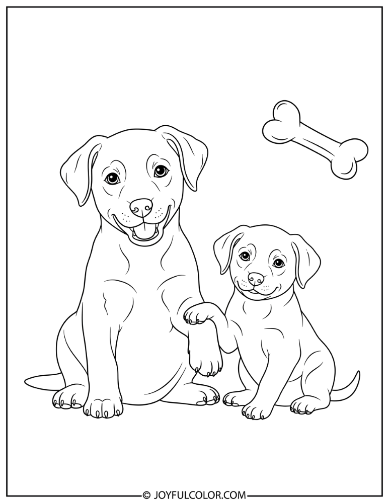 Puppy with Another Dog Coloring Page