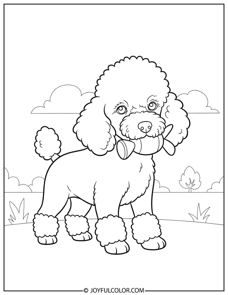 Puppy with Toy Coloring Page