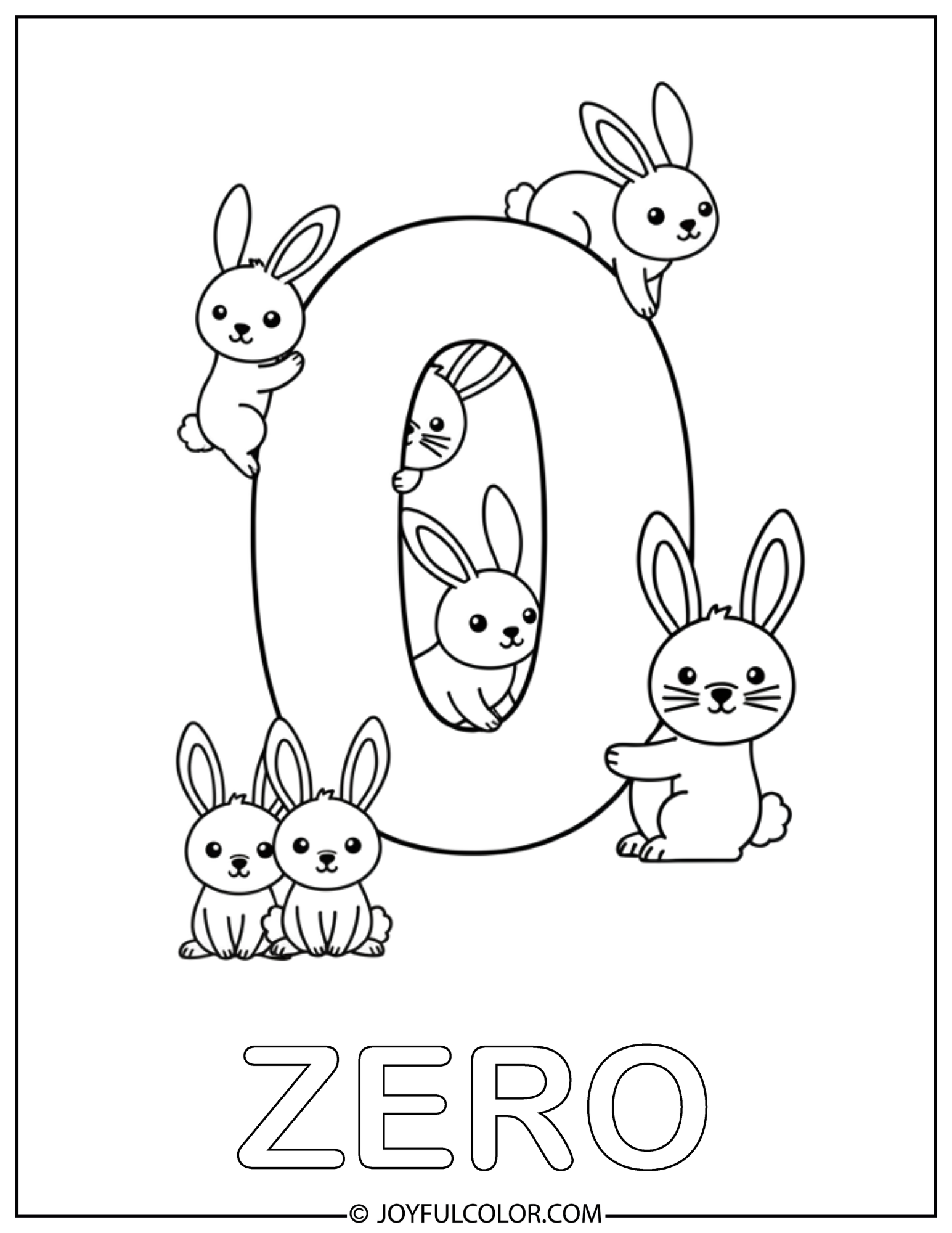 Rabbit with Number Zero Coloring Pages