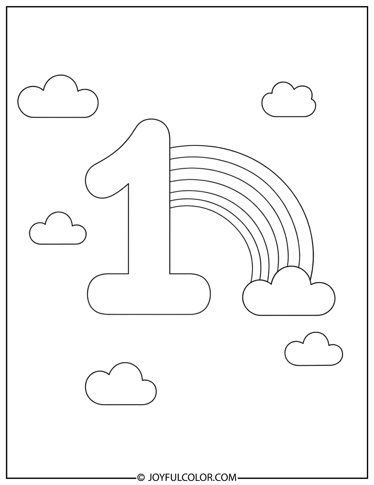 Rainbow Number 1 Coloring Page