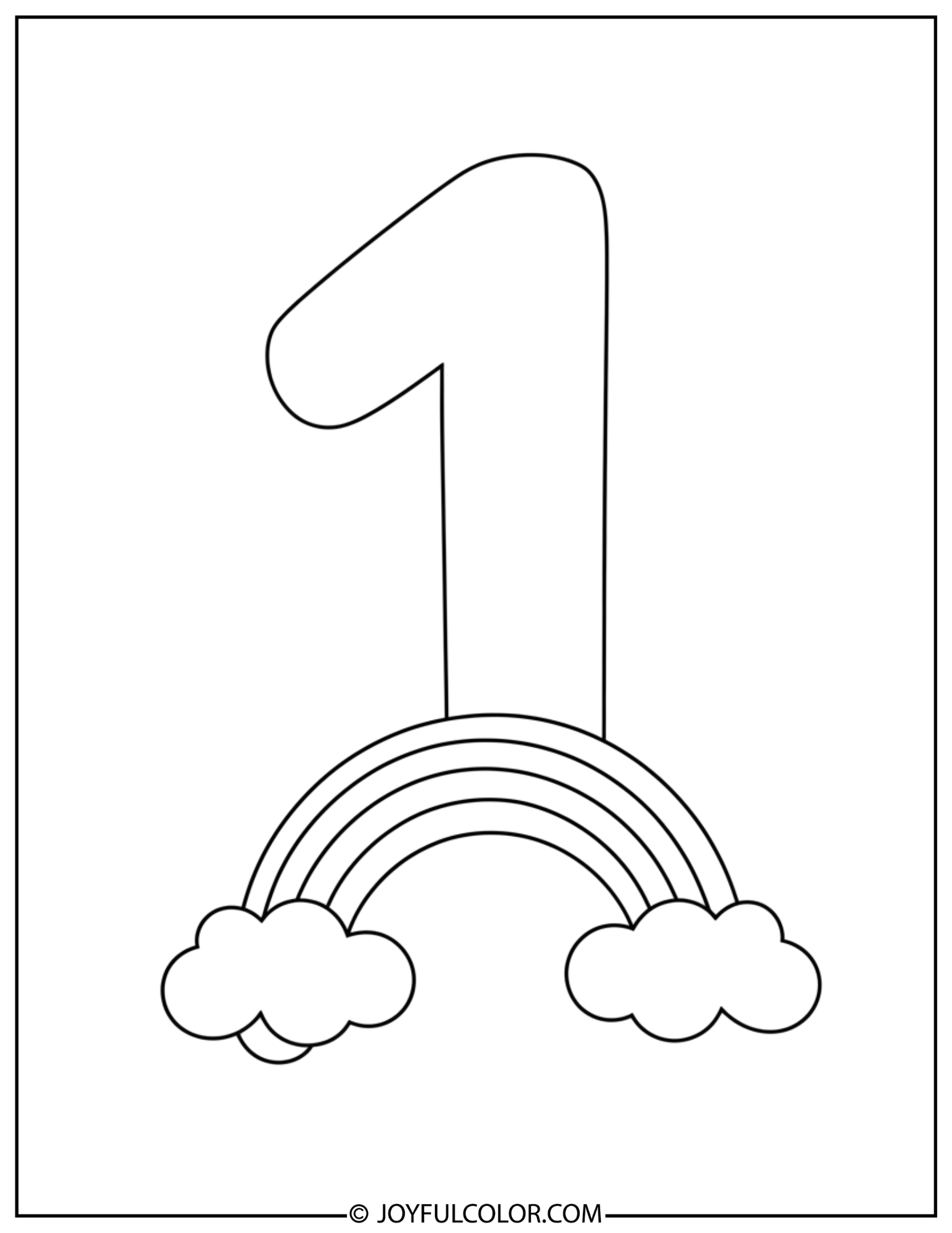 Rainbow Number 1 Coloring Page