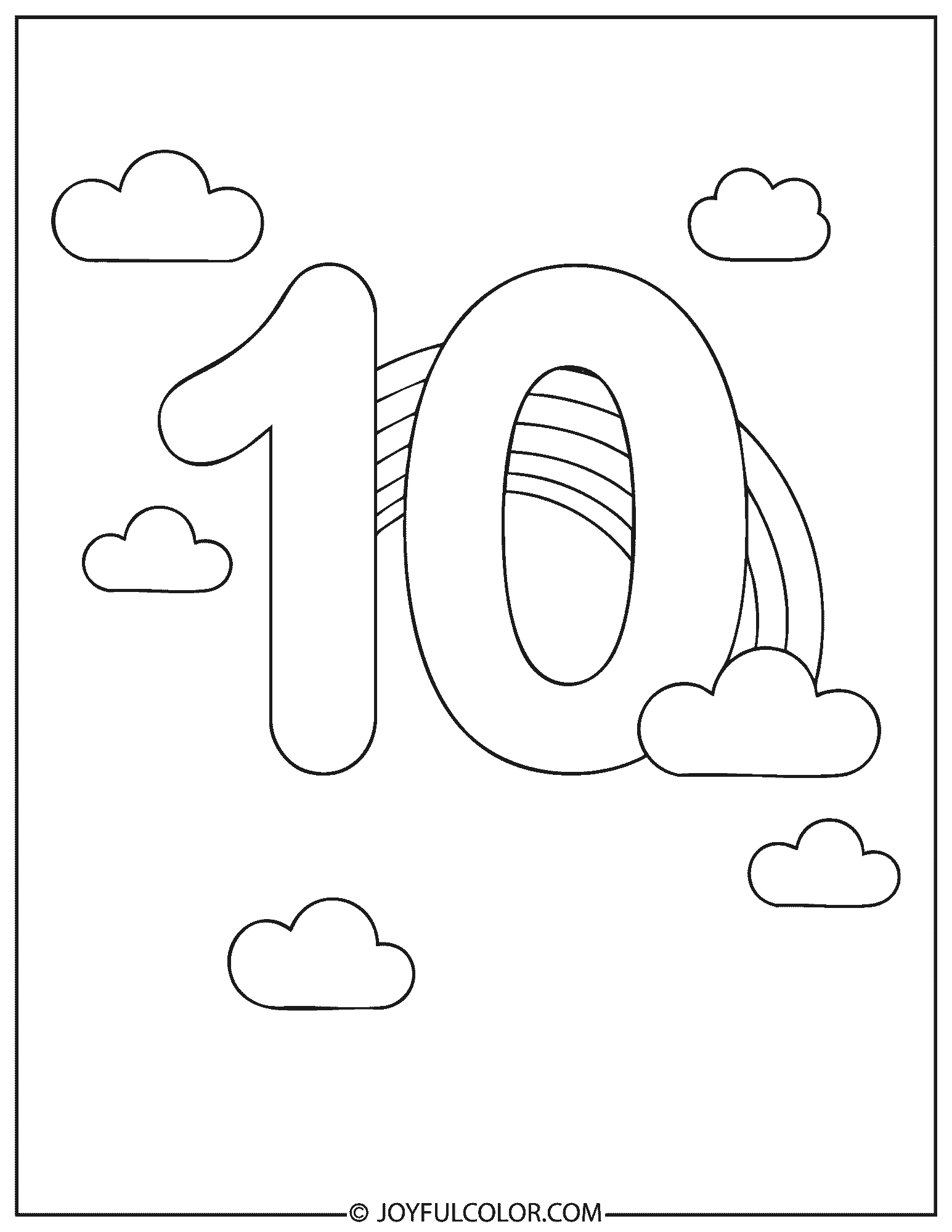 Rainbow 10 Coloring Page