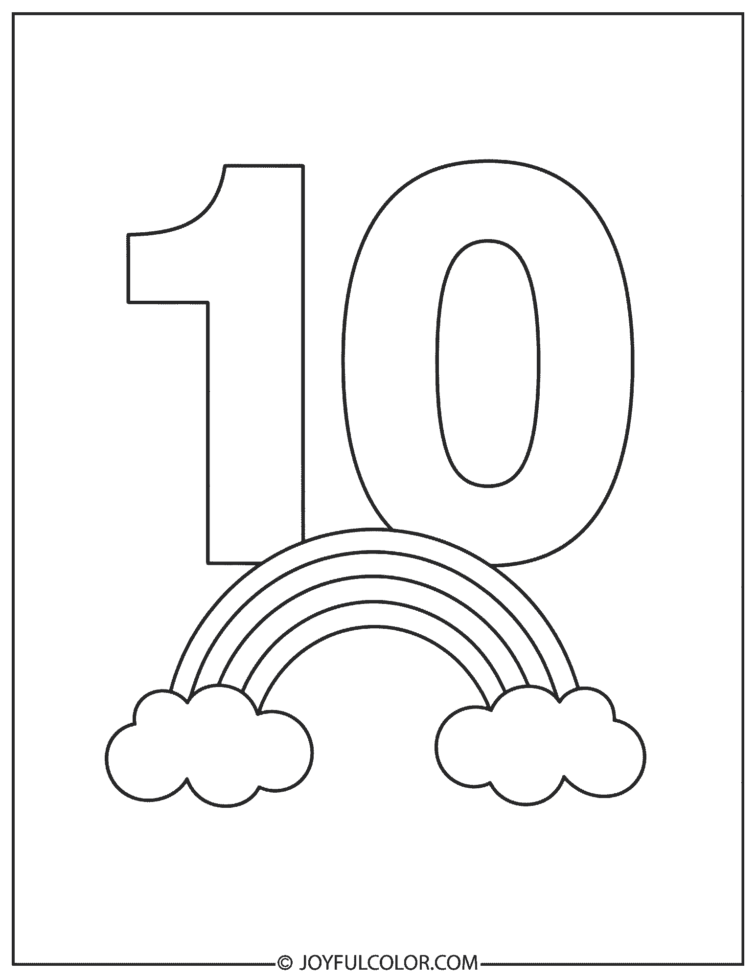 Rainbow 10 Coloring Page
