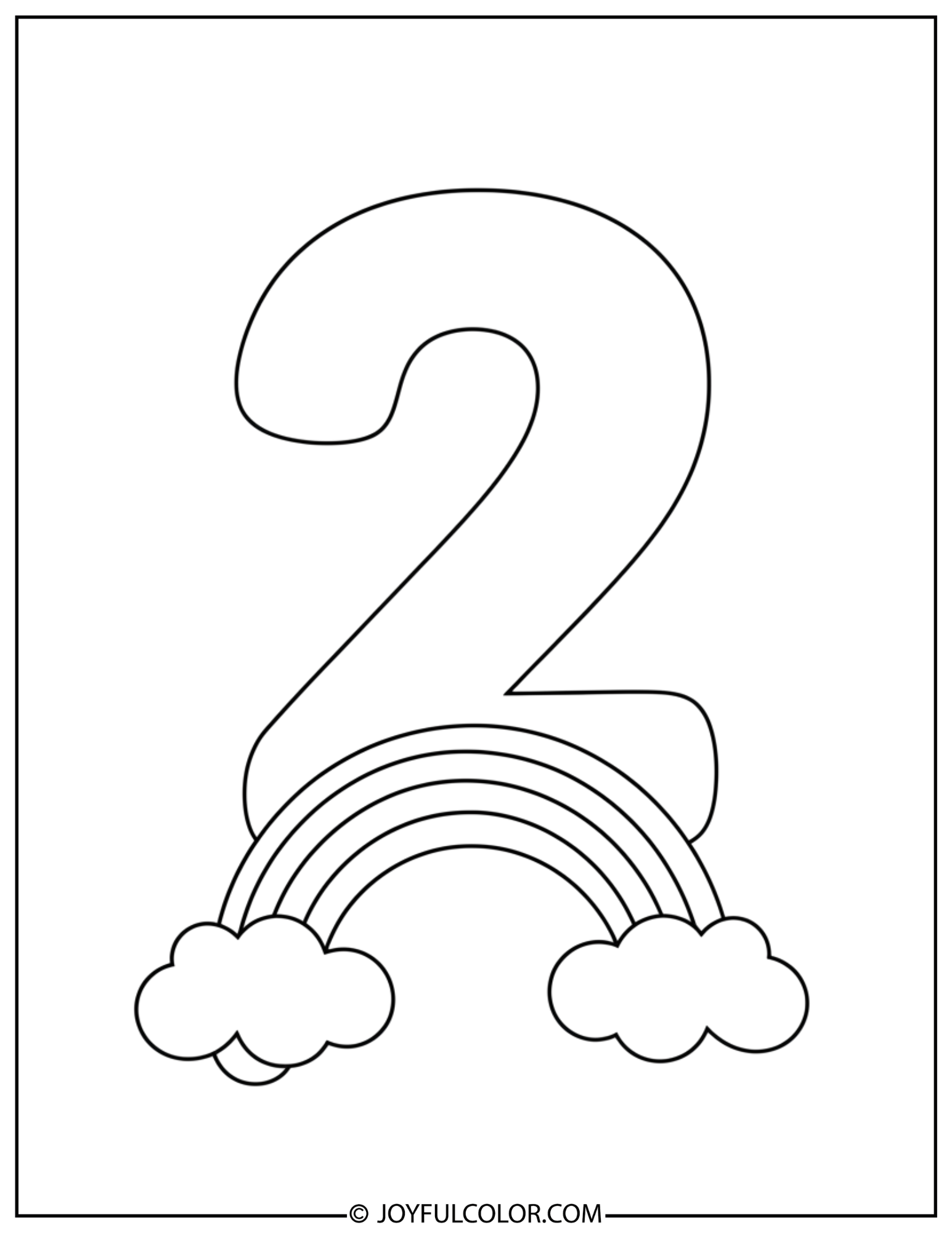 Rainbow Number 2 Coloring Page