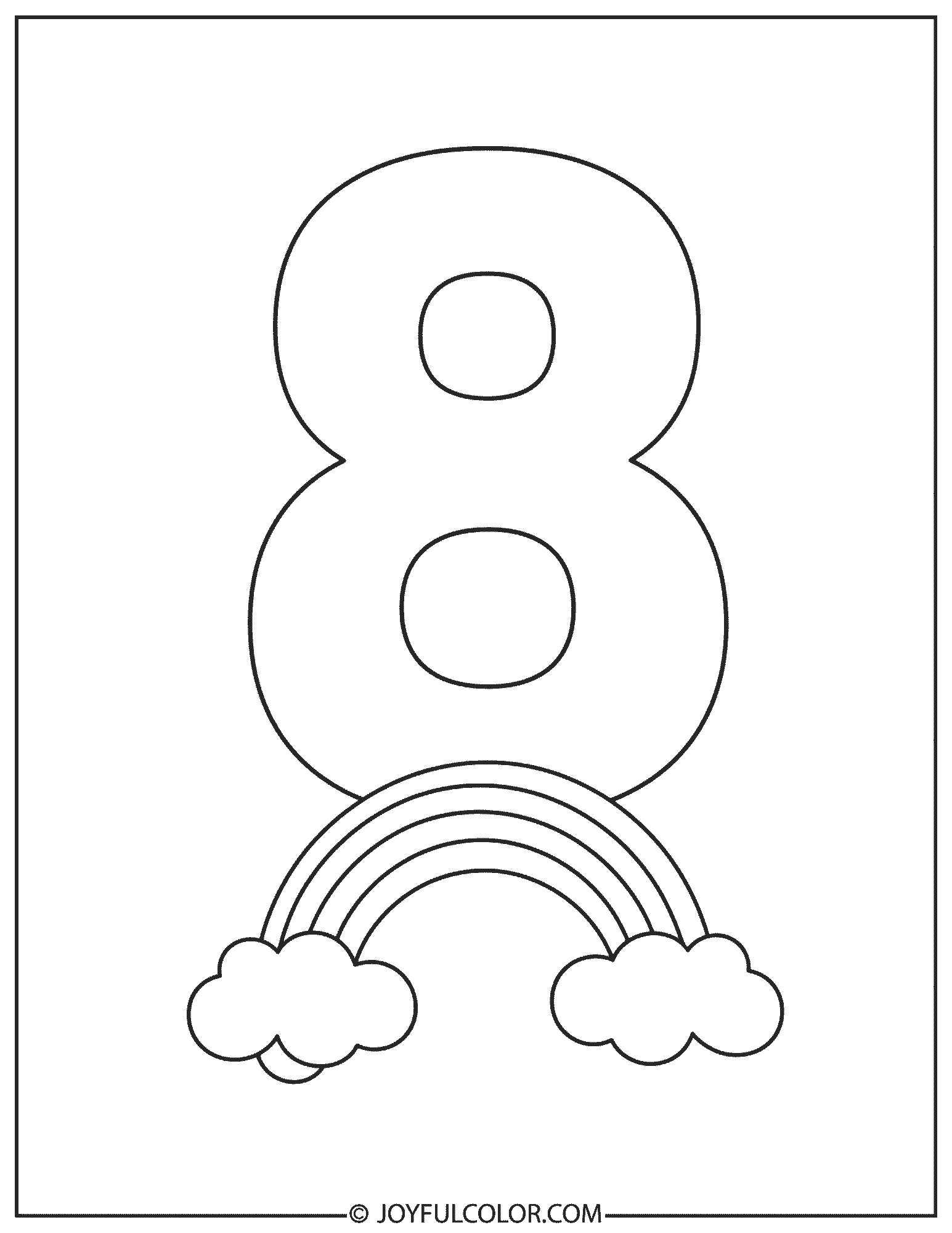 Rainbow Number 8 Coloring Page
