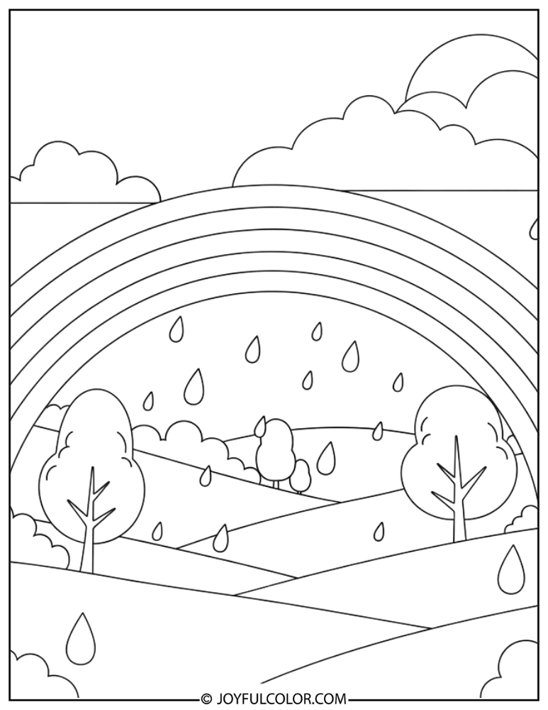 Rainbow After Rain Coloring Page