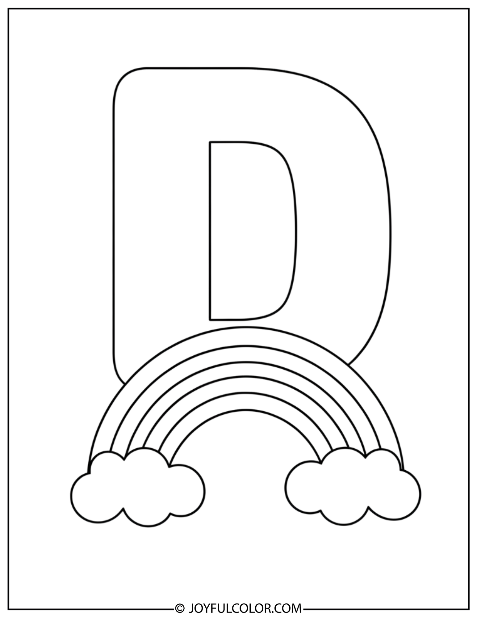 Rainbow Letter D Coloring Page 2