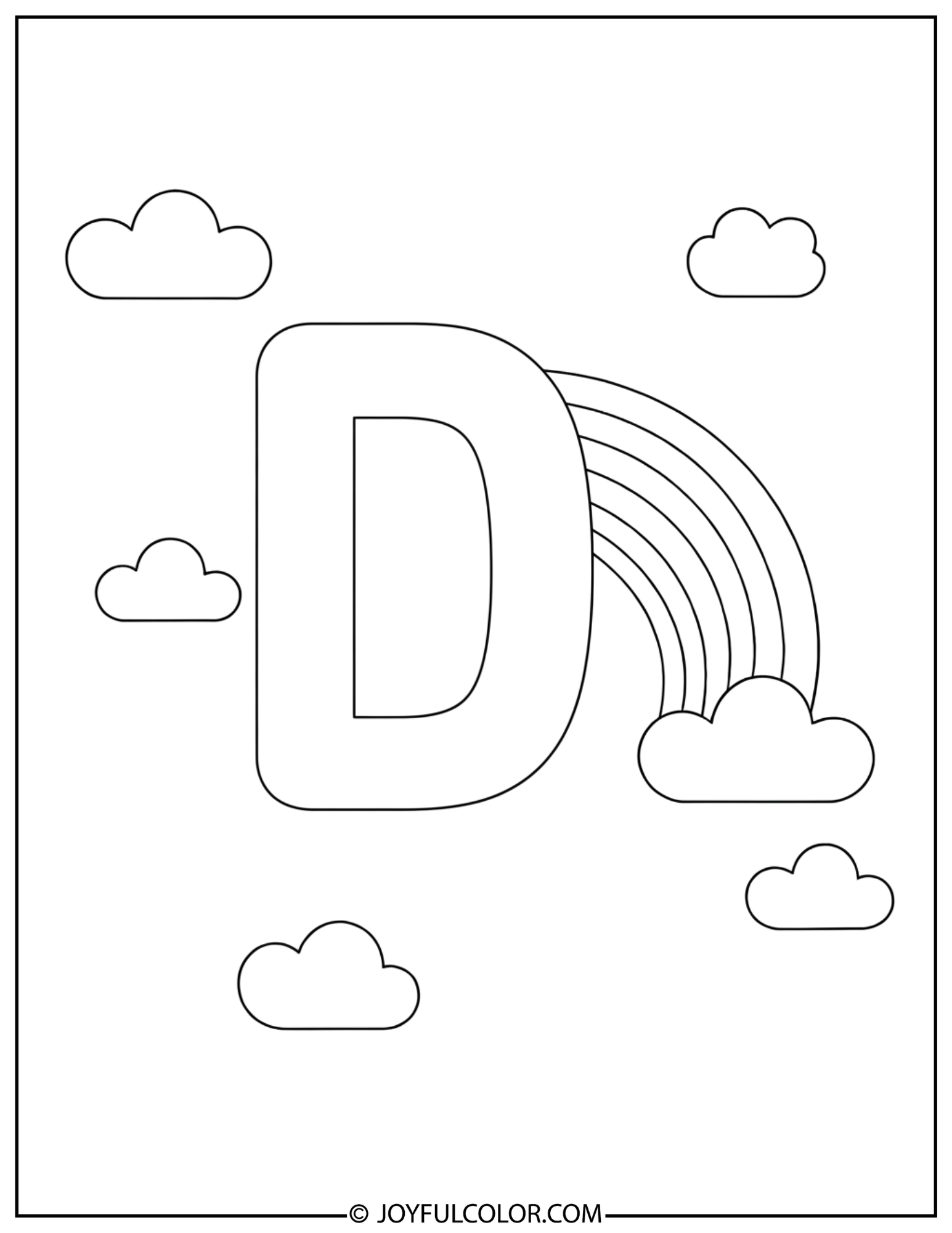Rainbow Letter D Coloring Page