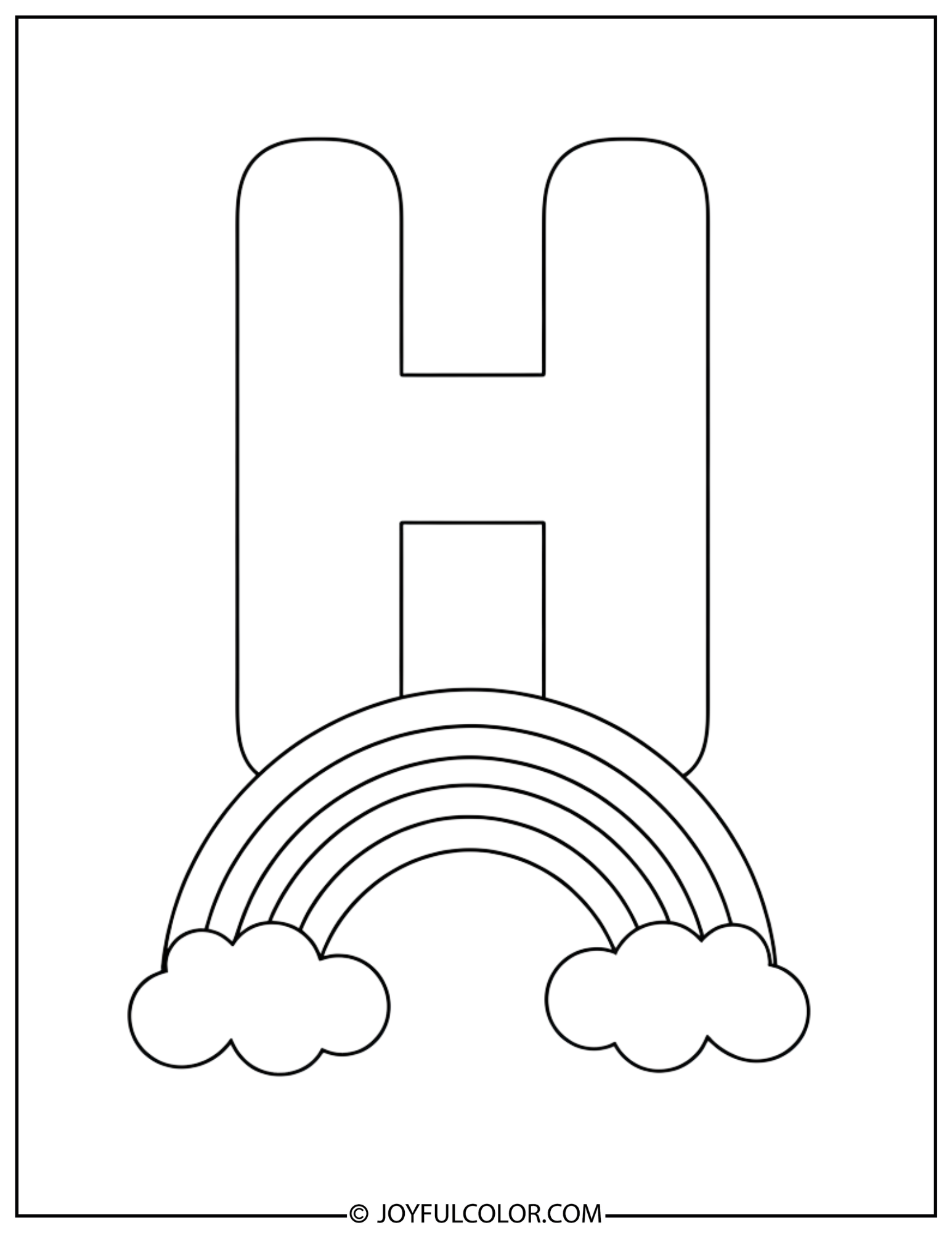 Rainbow Letter H Coloring Page 2