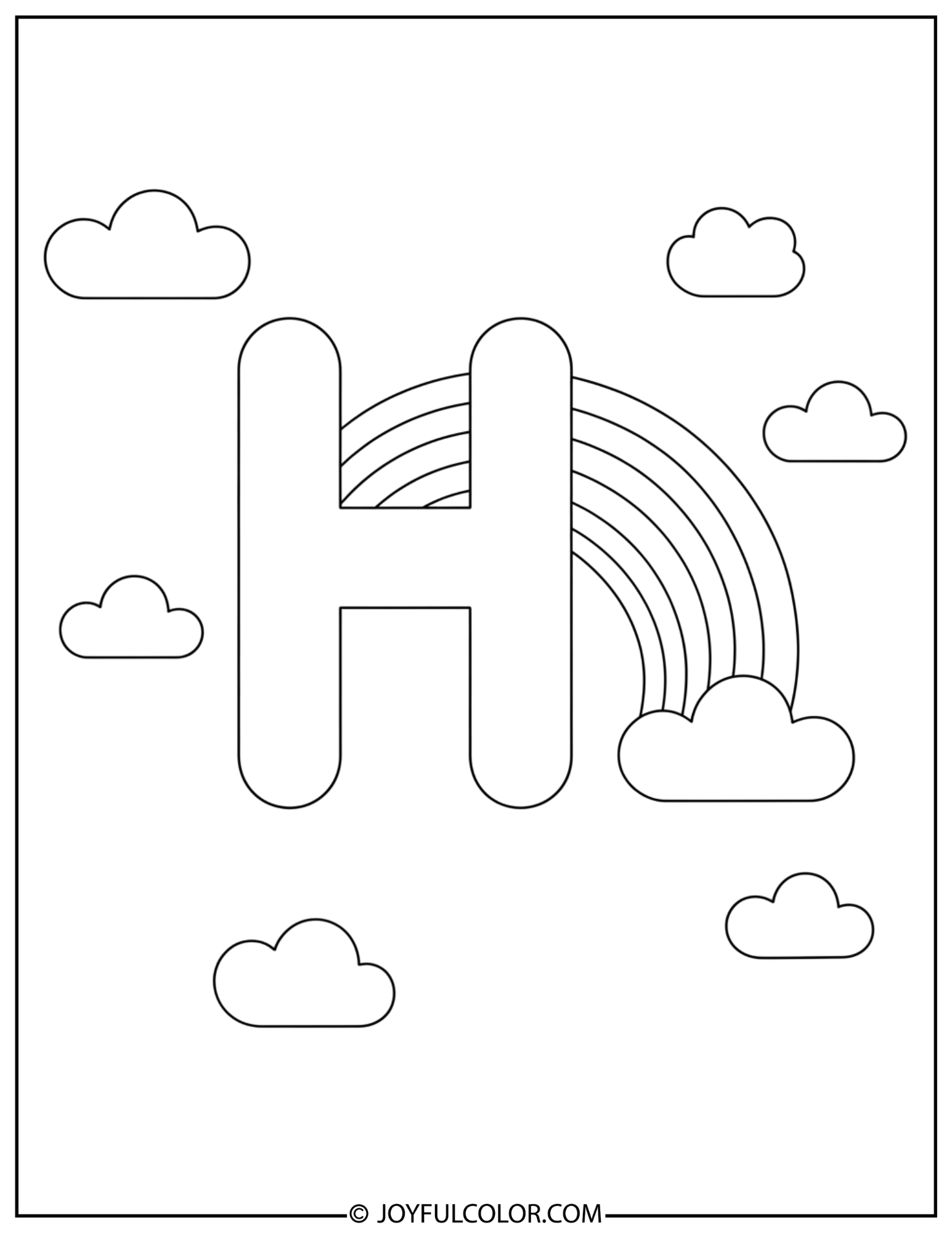 Rainbow Letter H Coloring Page