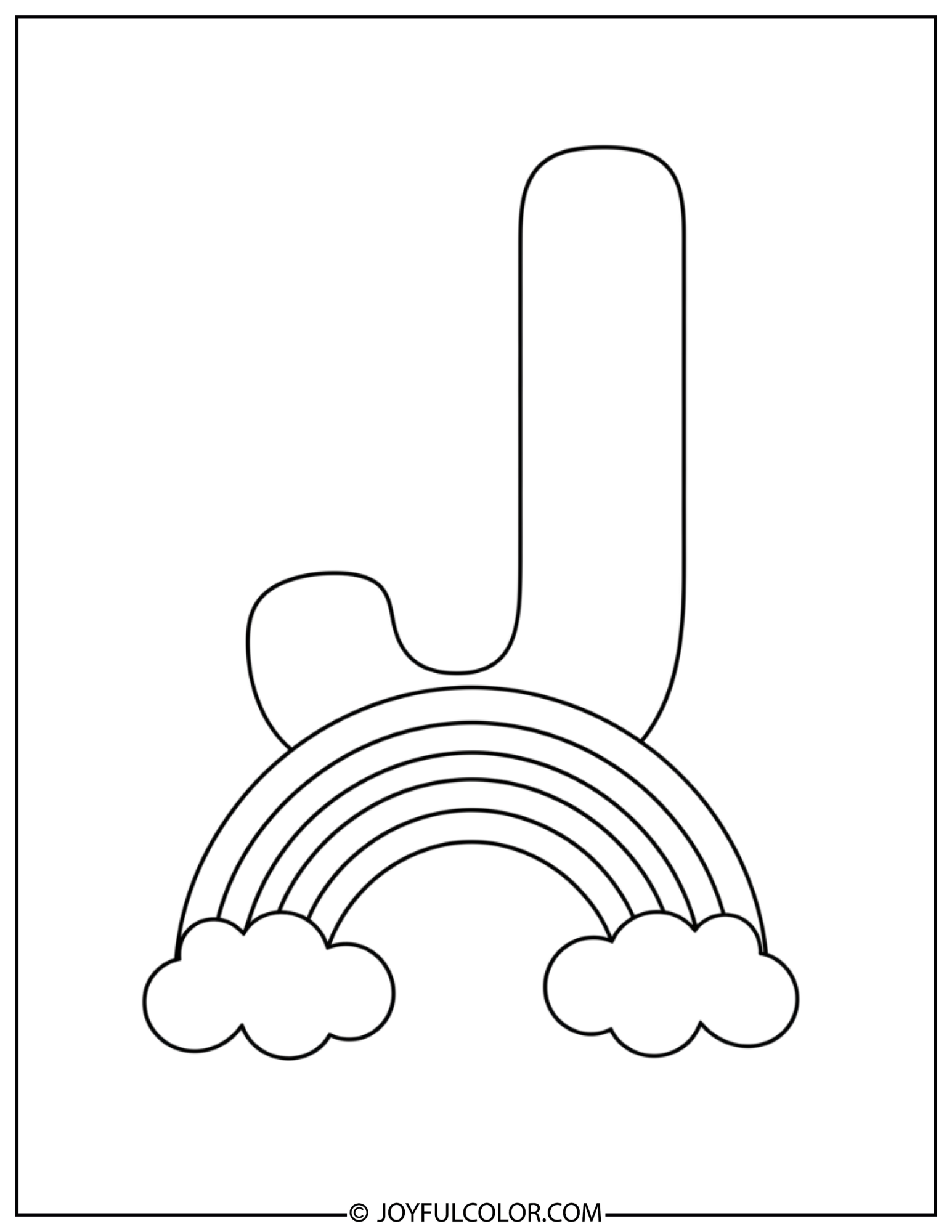 Rainbow Letter J Coloring Page