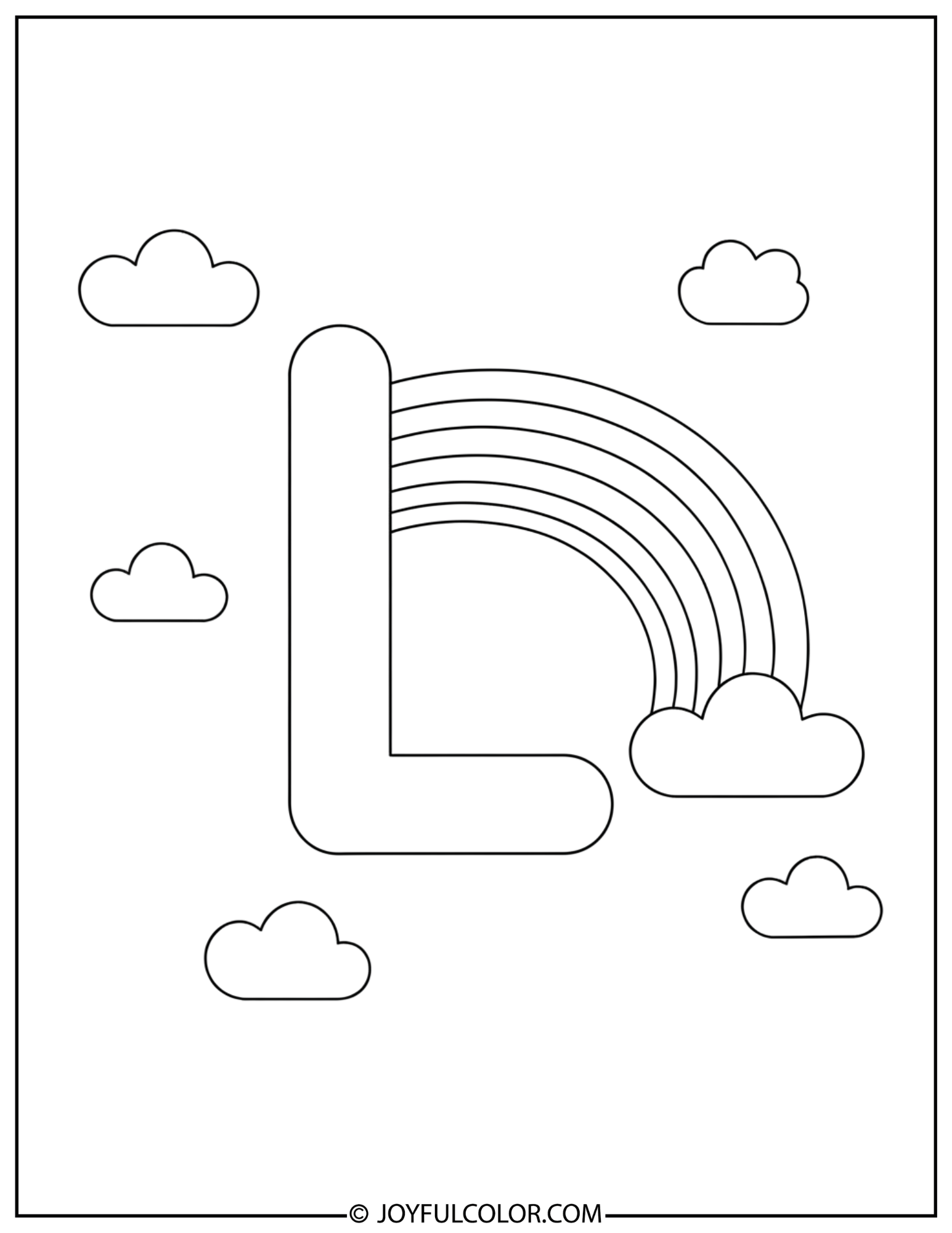 Rainbow Letter L Coloring Page